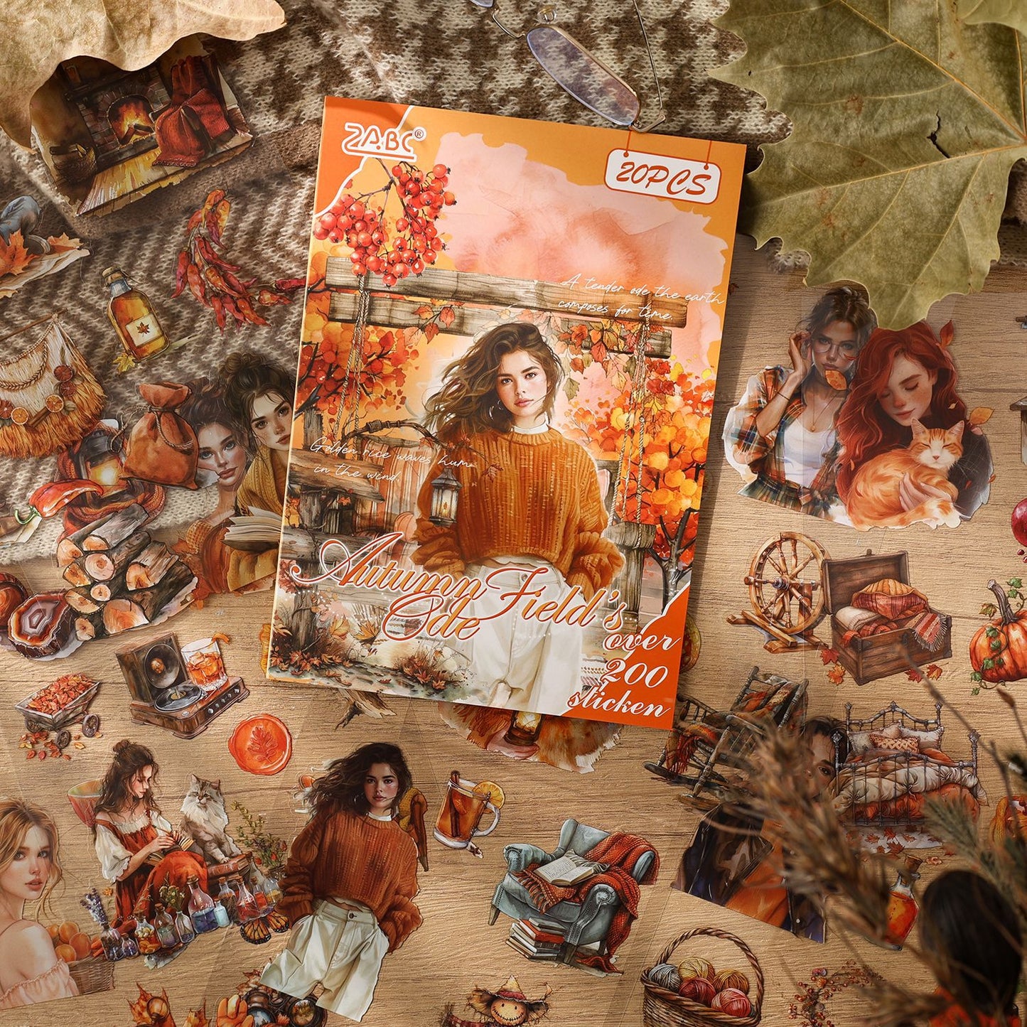 20 Sheets Seasonal Girl PET Stickers Book SJXS