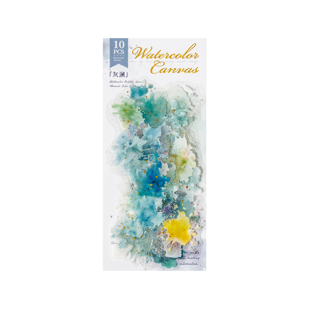 10 Pcs Watercolor PET Stickers SCHB