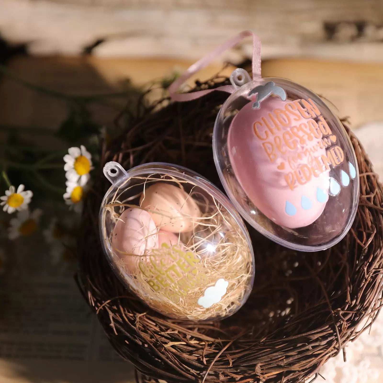 2 Sheets Waterproof Rub on Stickers - Easter Words