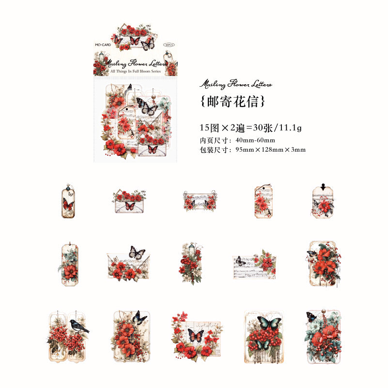 30 Pcs Vintage PET Stickers SMWX
