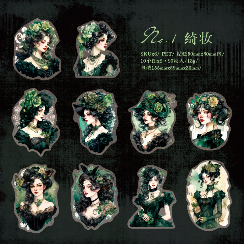 20 Pcs Vintage Lady Stickers SMCX