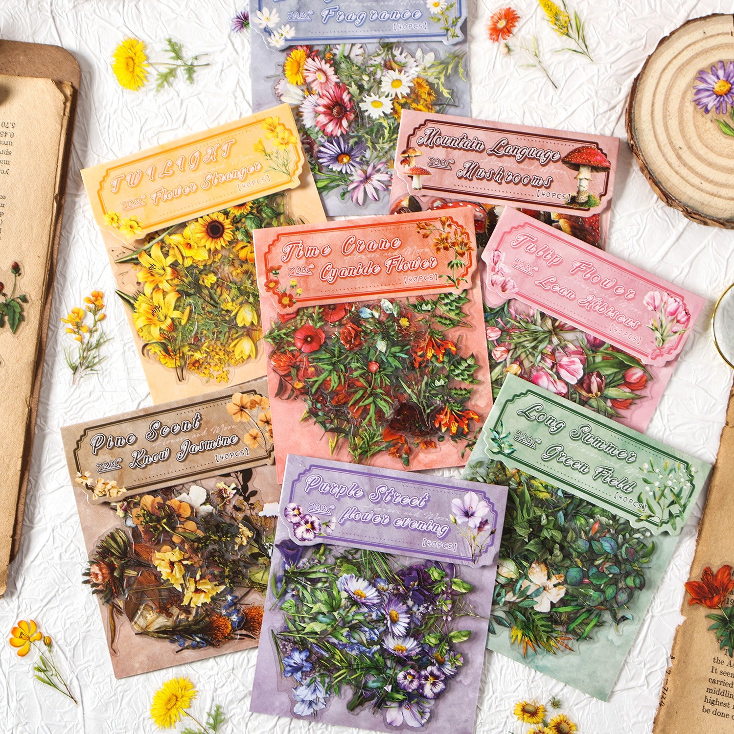 30 Pcs Flower PET Stickers FHJM