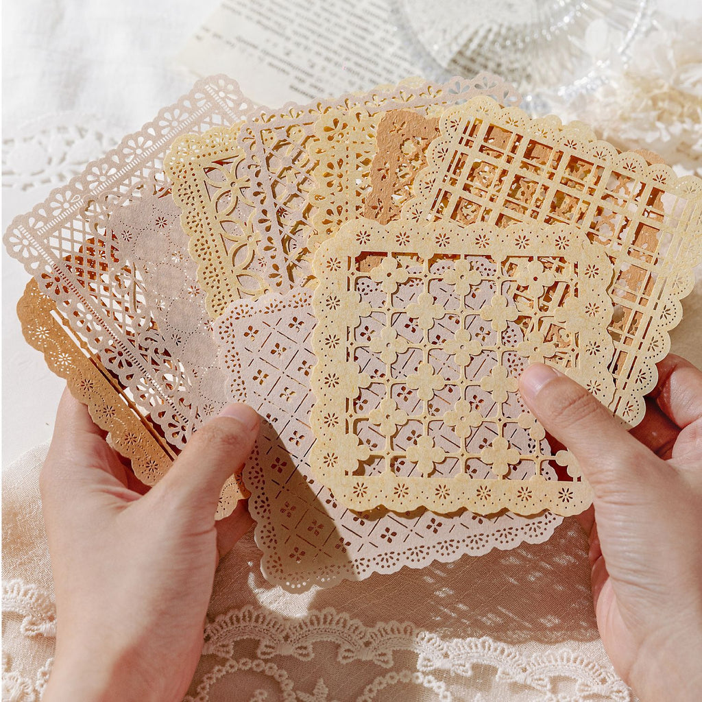 10 Pcs Ornate Lace Vintage Hollow-out Paper YYWGA