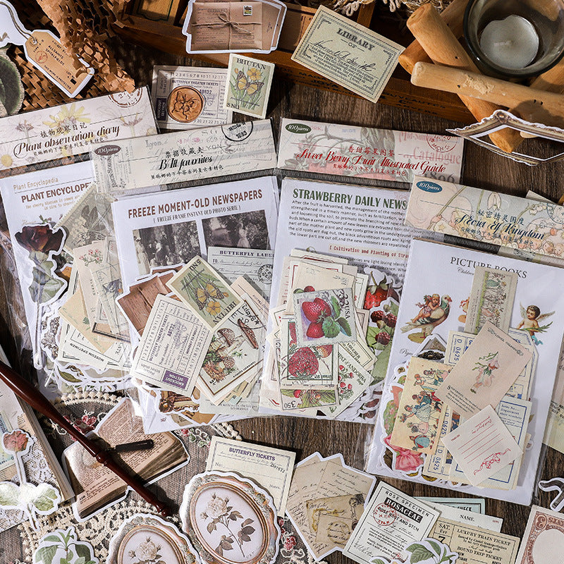 100 Pcs Junk Journal Supplies Kit BLNXWC