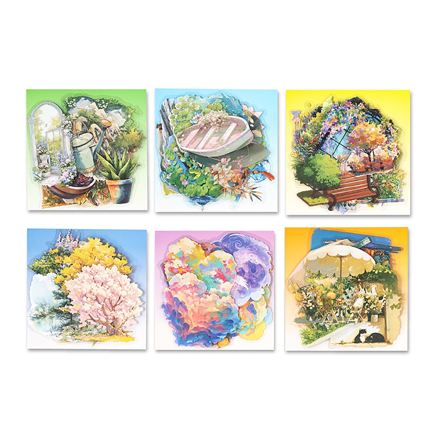 17 Pcs Garden Landscape PET Stickers YHYSJ
