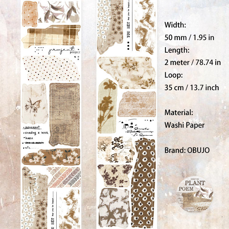1 Roll Vintage Washi Stickers Tape CMDS