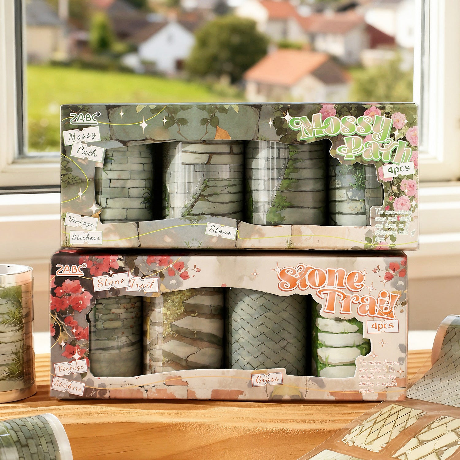 4 Rolls Pebble Path PET Stickers Tapes Set GDYXJ