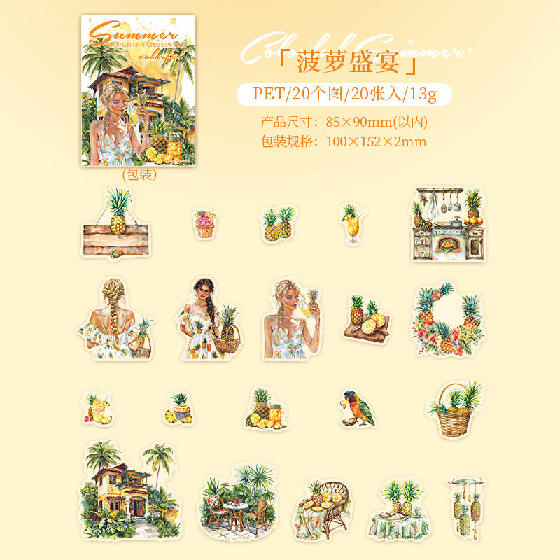 20 Pcs Summer PET Stickers BFXR