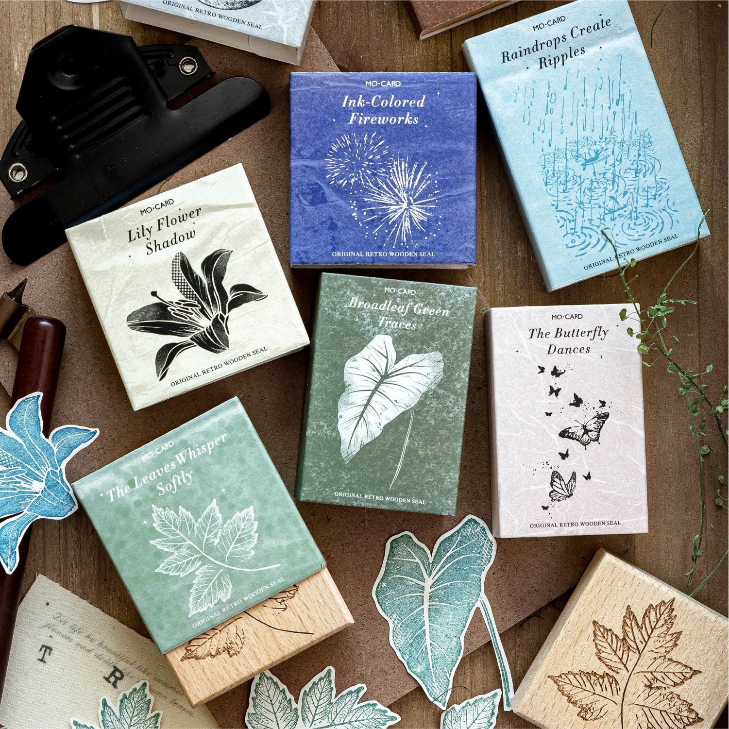 1 Roll Flower Moon Rain Firework Wooden Stamp JMRM