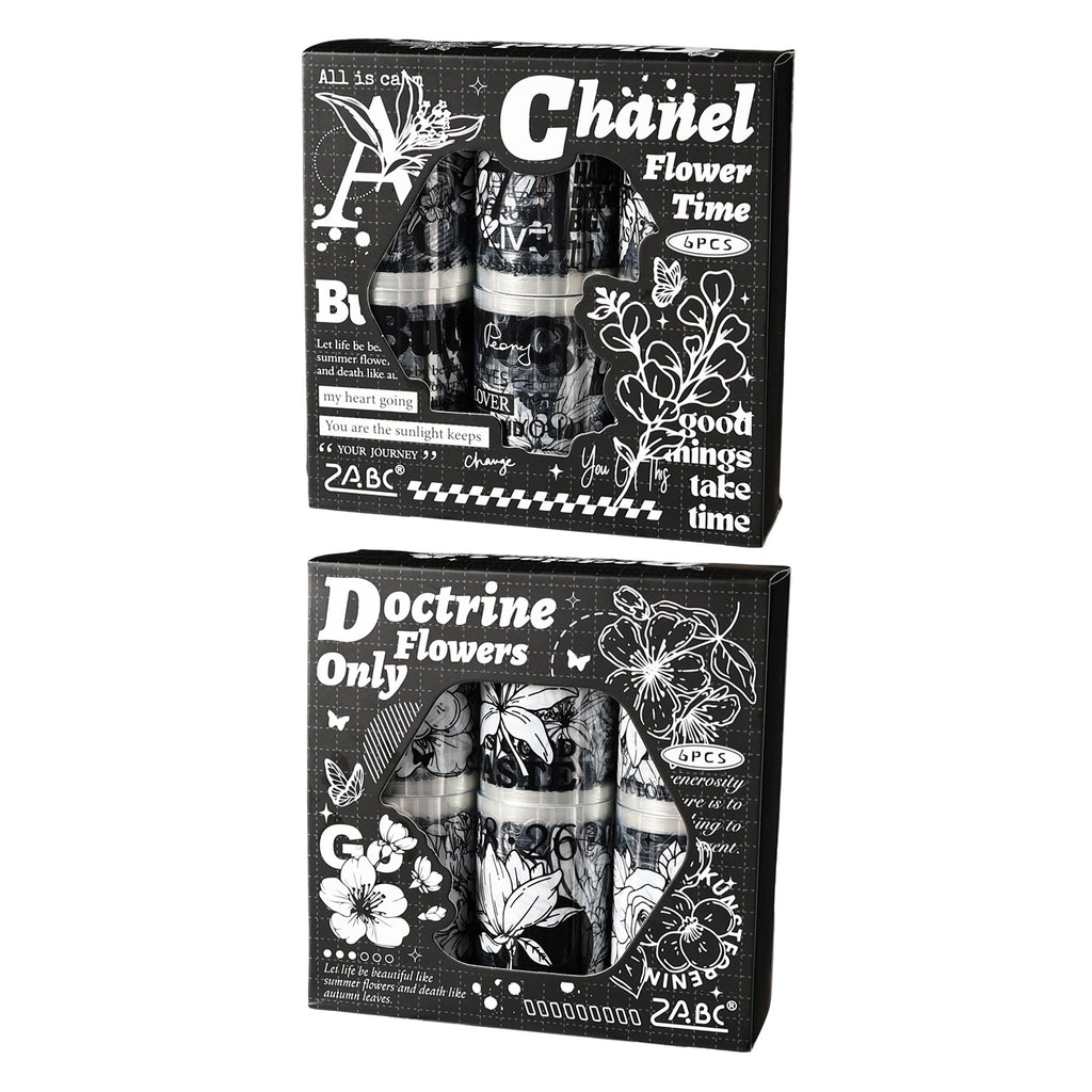 6 Rolls Vintage Floral Letter Number PET Tapes Set MBHJ
