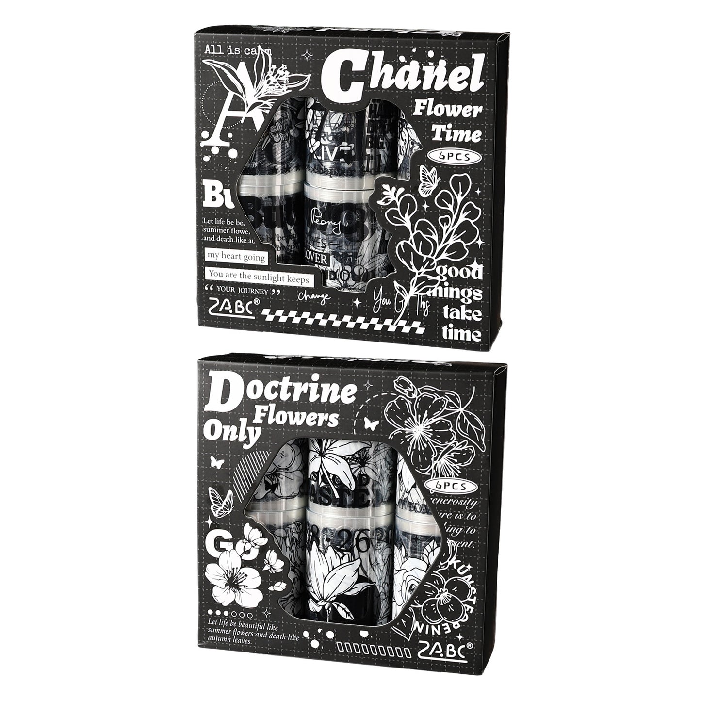 6 Rolls Vintage Floral Letter Number PET Tapes Set MBHJ