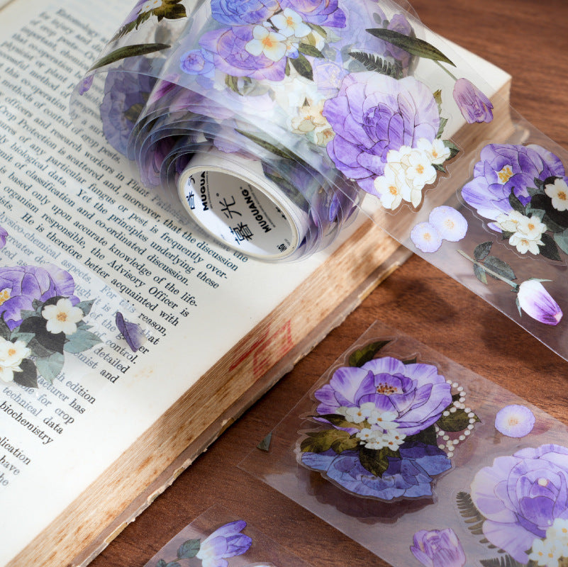 1 Roll Pre-cut PET Flowers Stickers Tape WYHM