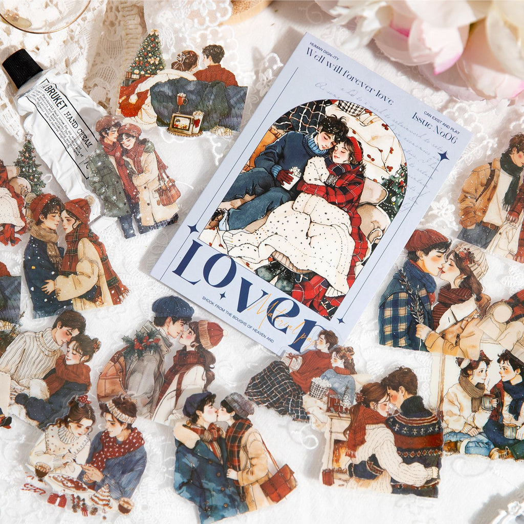 30 Pcs Couple Love Theme PET Stickers LRXL