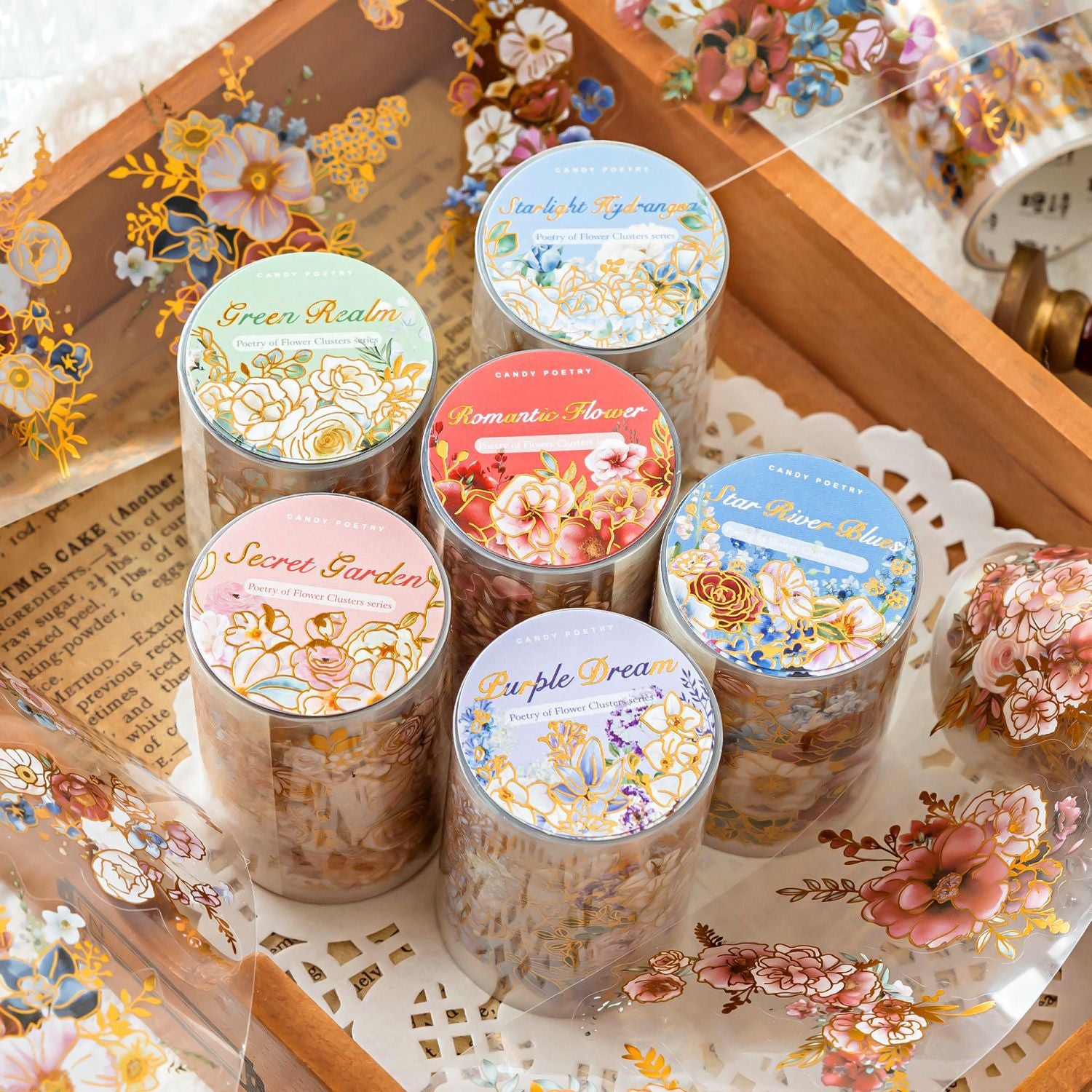 1 Roll Die-cut Glitter PET Flower Stickers HCZS