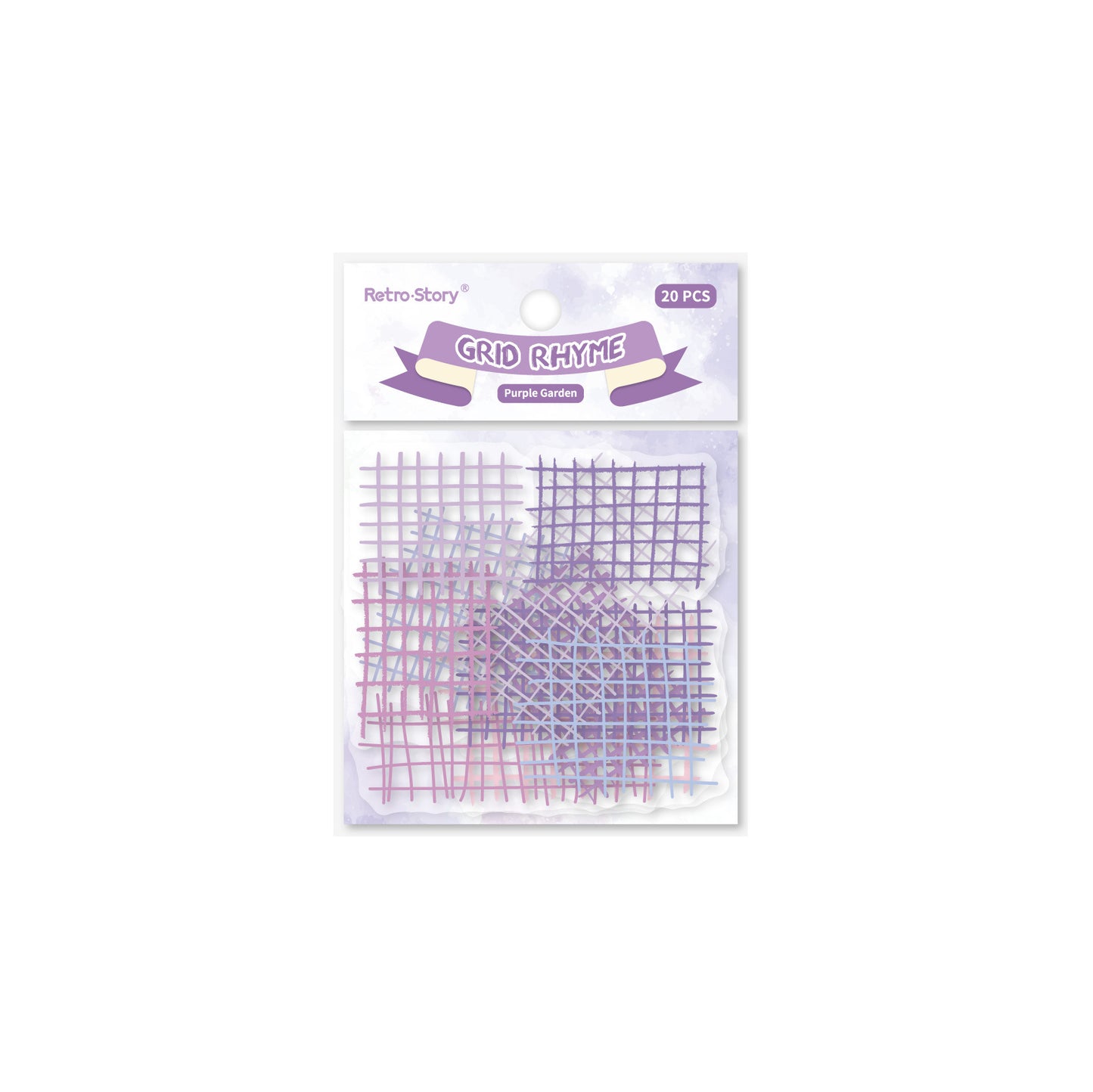 20 Pcs Watercolor Gird PET Stickers GYXL