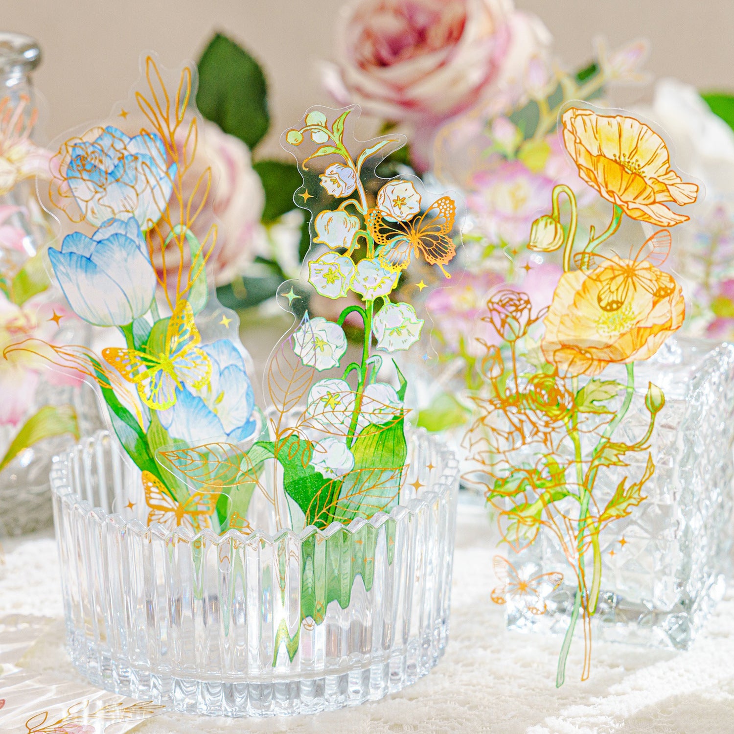 10 Pcs Flowers PET Stickers HHJX