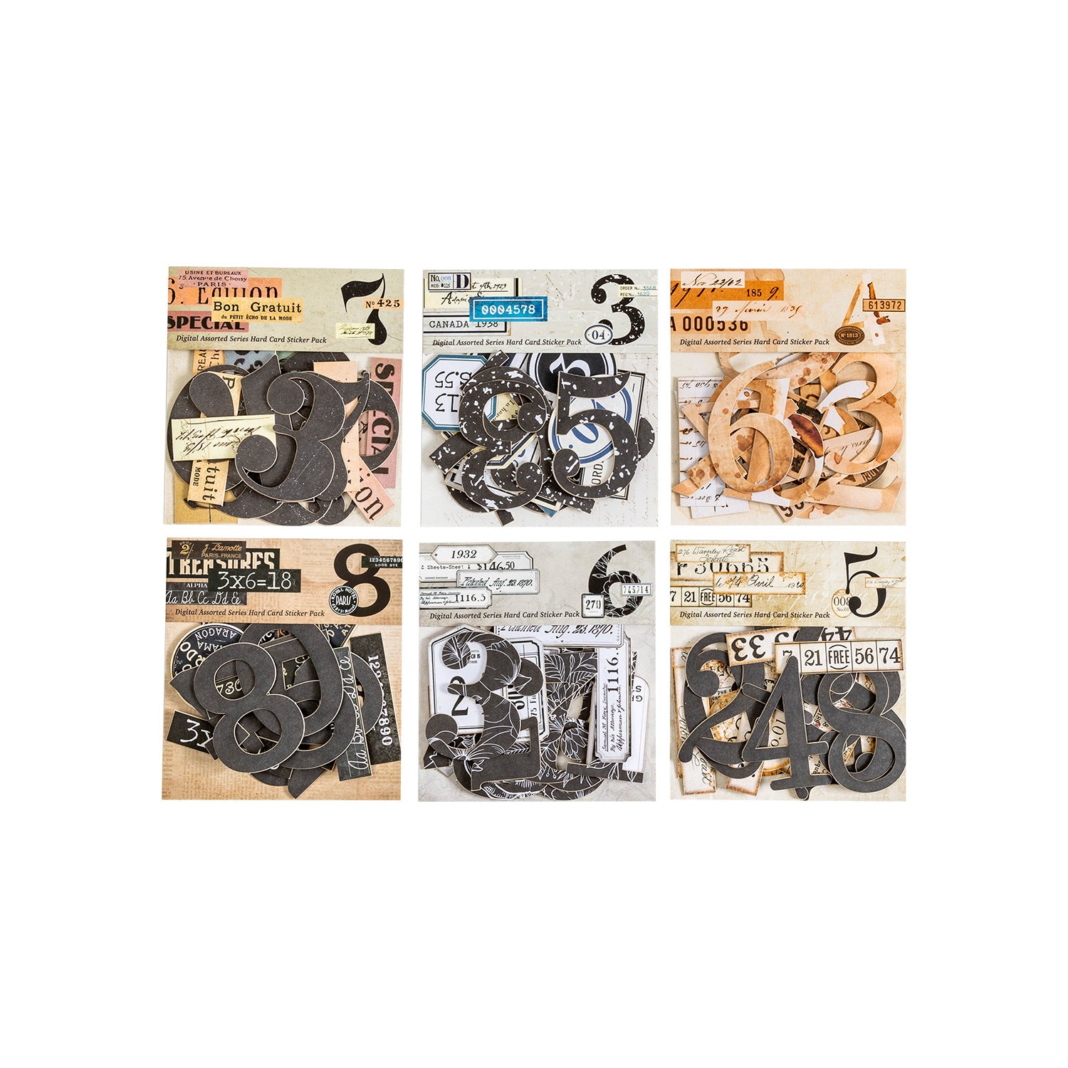 20 Pcs Vintage Number Stickers SZSJ