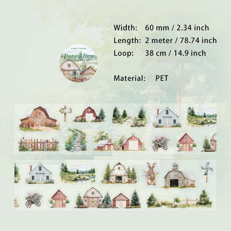 1 Roll House Theme PET Stickers Tape FWZJGS