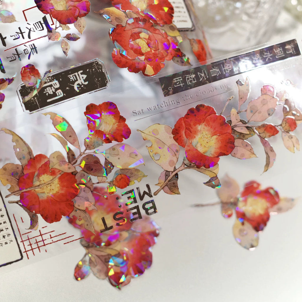 Floral Decorative Tape Rolls- Rouge Stained