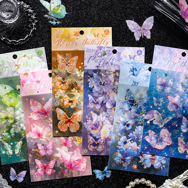 4 Sheets Glitter Butterfly PET Stickers SSDY