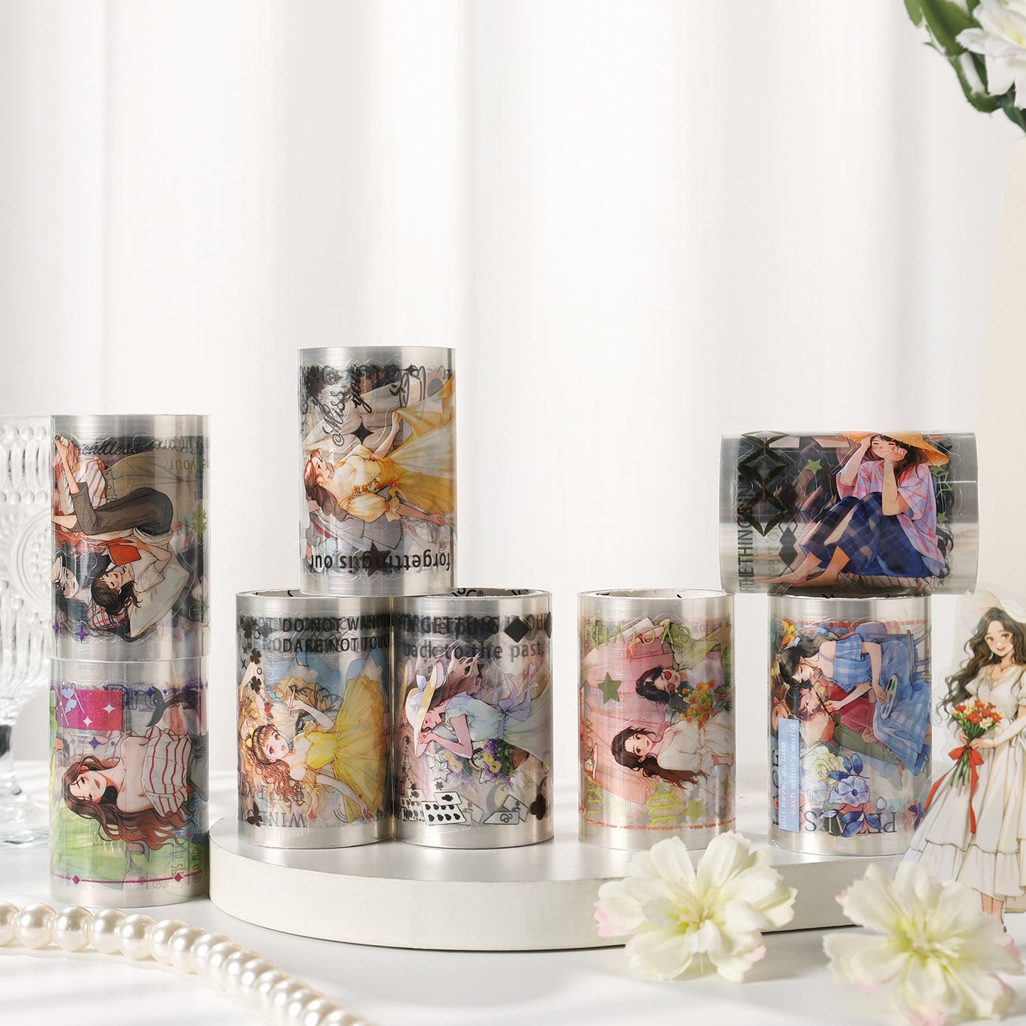 4 Rolls Cute Girl PET Tapes Set ZNLT