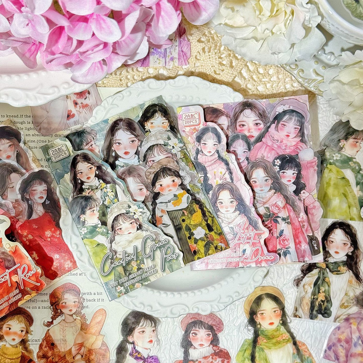 20 Pcs Fashion GIrl PET Stickers RFMY