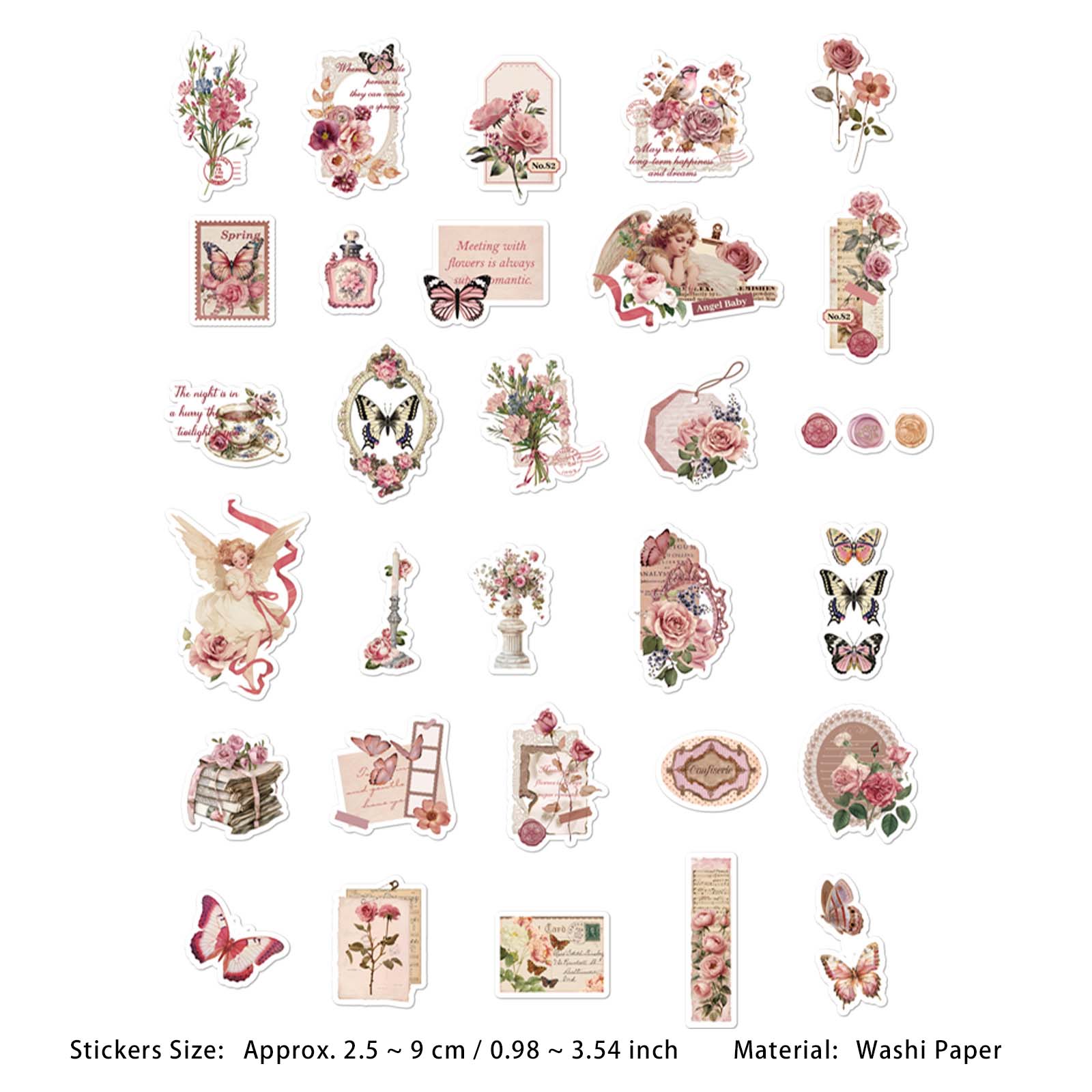 30 Pcs Vintage Journal Stickers SJLY