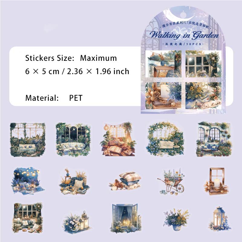 30 Pcs Garden Theme PET Sitkcers MBFT