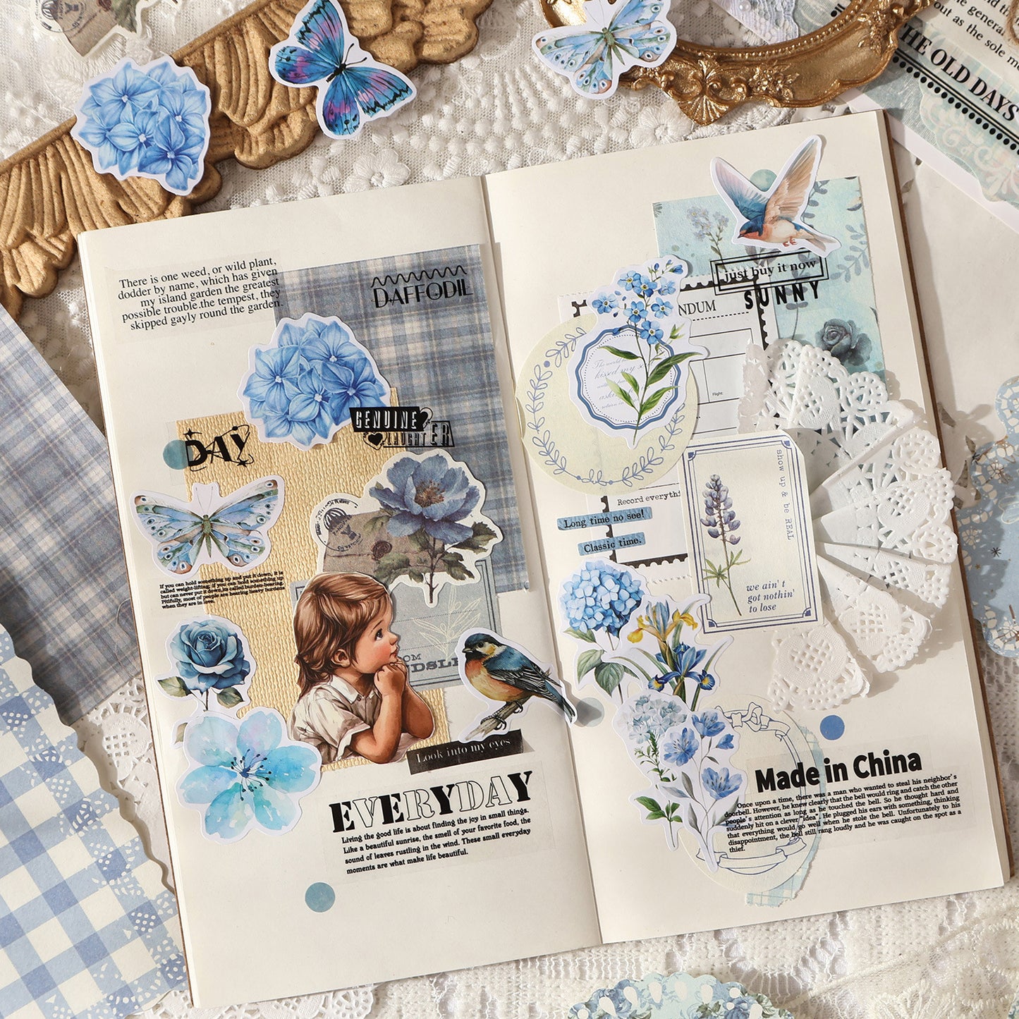 30 Pcs Vintage Collage PET Stickers BYWY