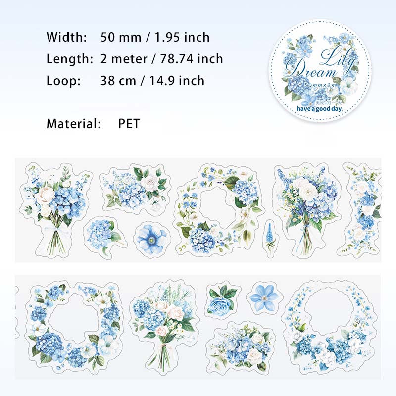 1 Roll Flower Theme PET Stickers Tape HRMXL