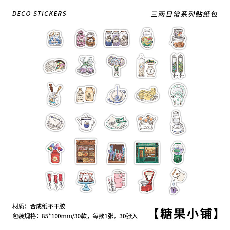 30 Pcs Vintage Scrapbook Stickers SLEC