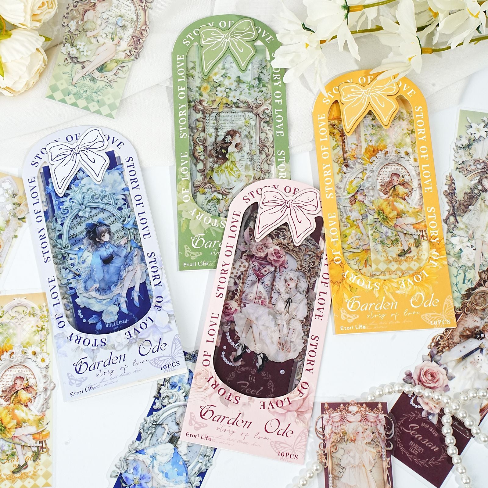 10 Pcs Floral Girl PET Stickers HYSG
