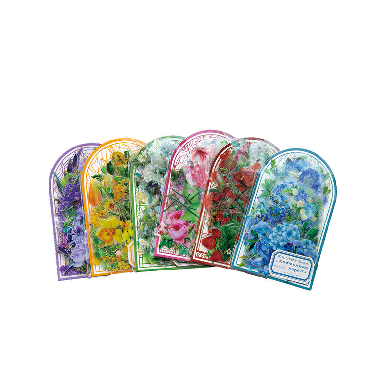 100 Pcs Seasonal Flower PET Stickers HKYQ