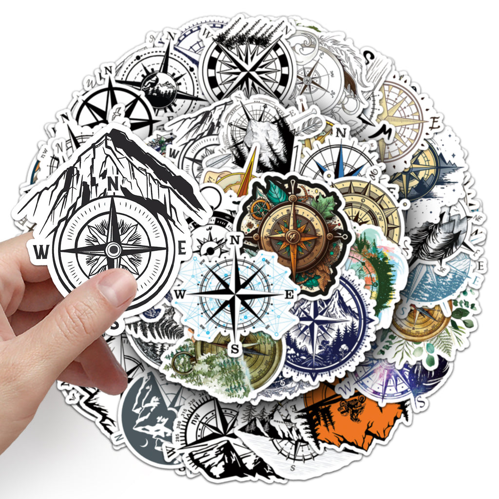 50Pcs Travel Compass Vinyl Stickers TRV21