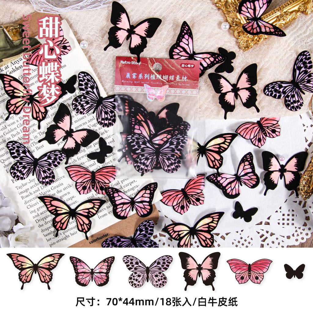 18 Pcs Flocked Butterfly Scrapbook Supplies CWXl