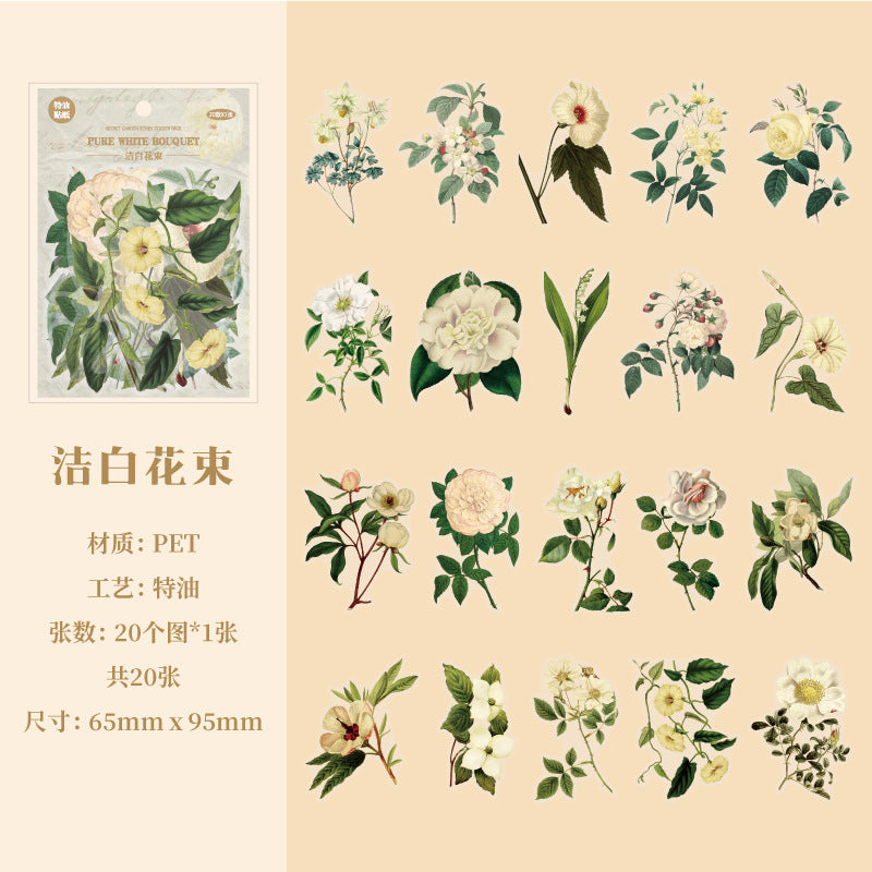 20 Pcs PET Flower Stickers MMHY