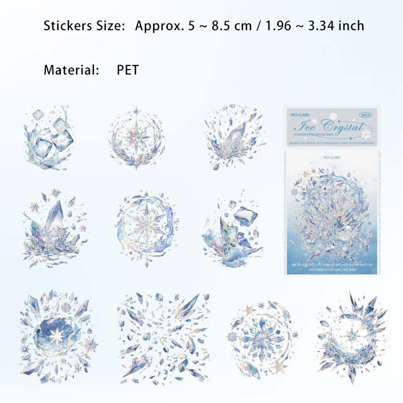 20 Pc Glitter Water Droplets Waves PET Stickers WJSY