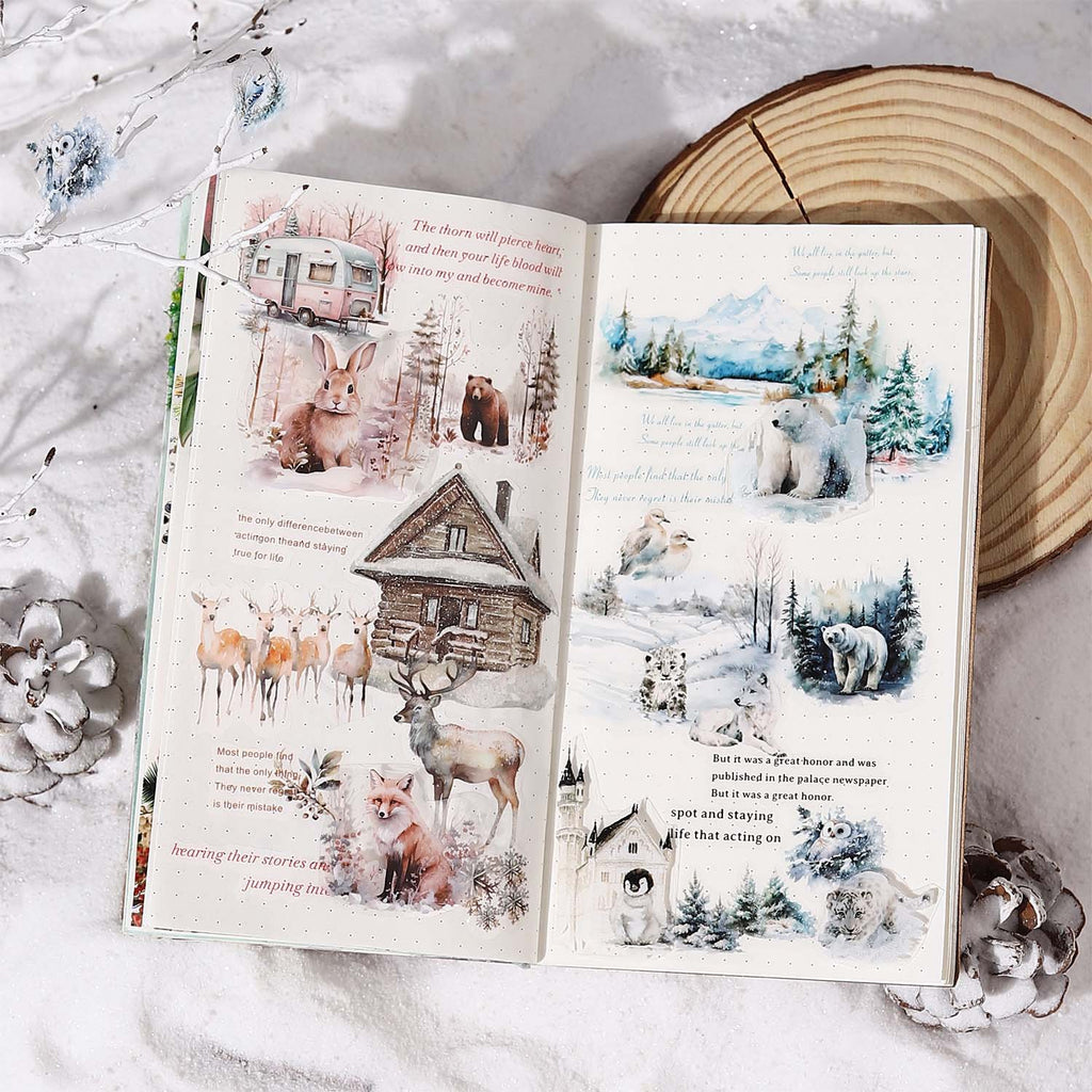 1 Roll Diecut Snow Forest Stickers Tape XGSL