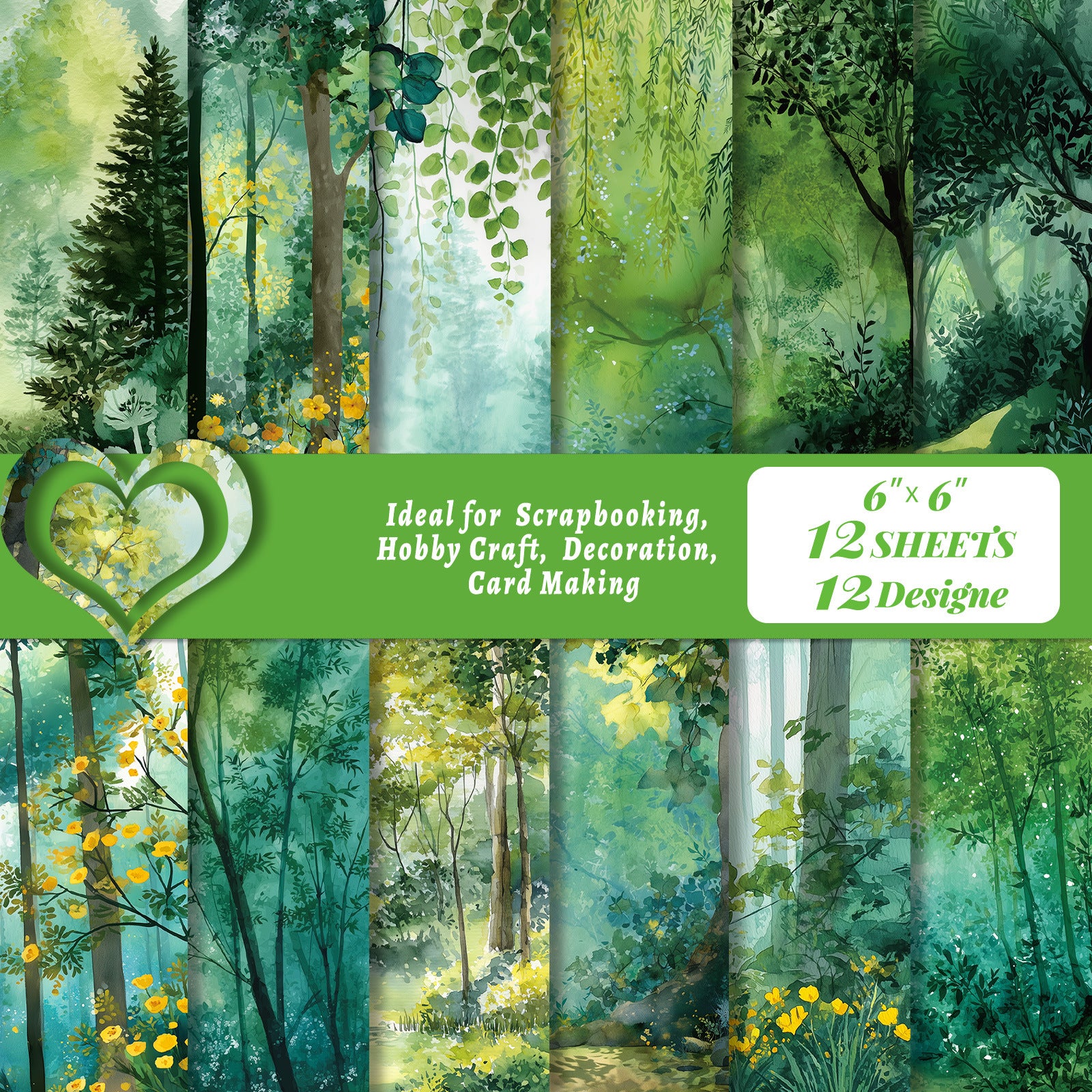 6 inch Forest Scrapbook Paper Pad PA829