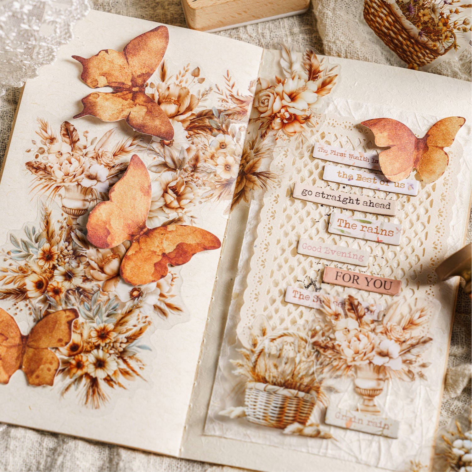 30 Pcs Flower Theme PET Stickers SLXZ