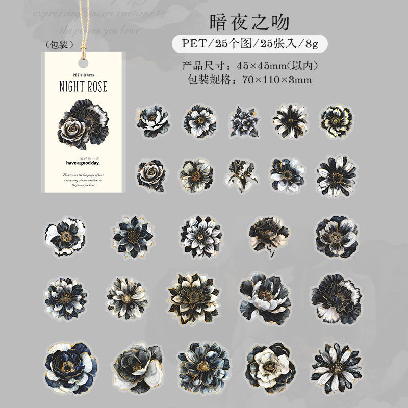 25 Pcs Flower PET Stickers YEQW