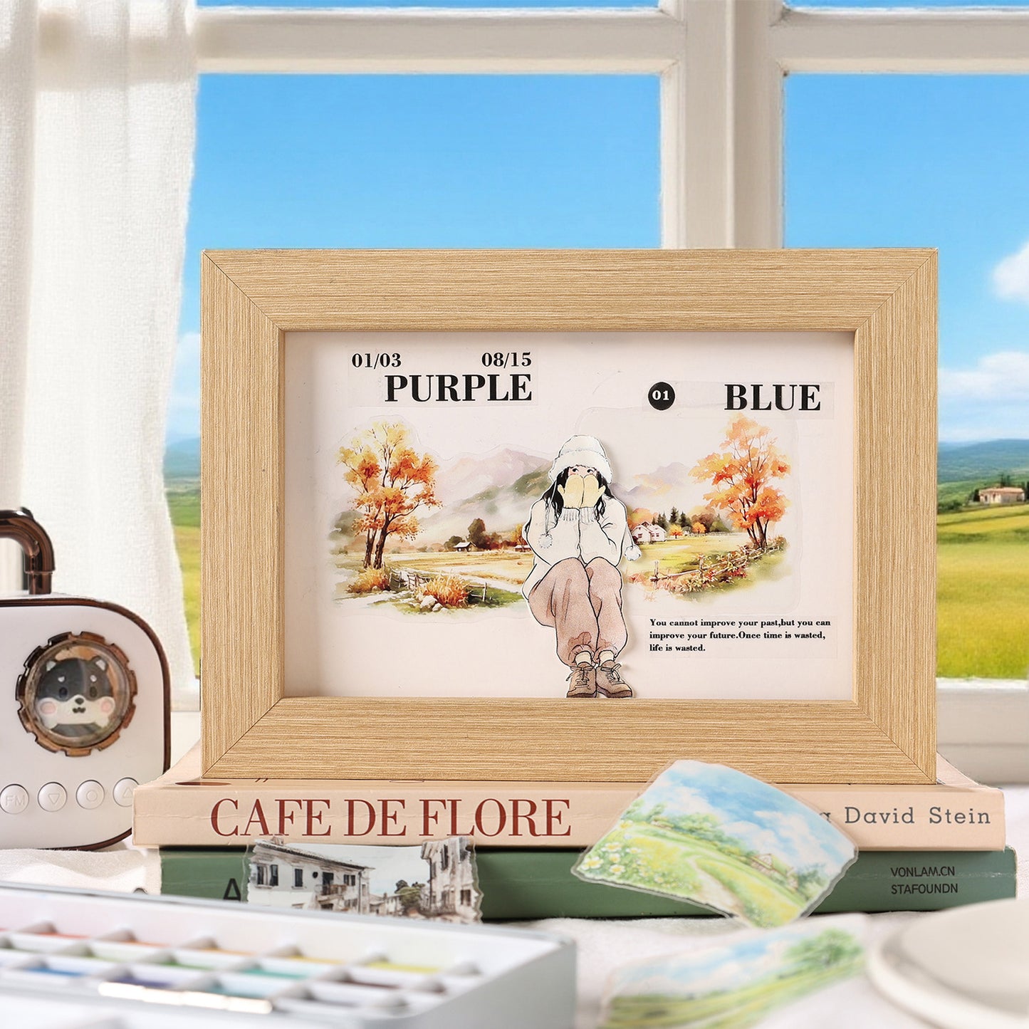 4 Rolls Seasonal Landscape PET Stickers Tapes Set SSFH