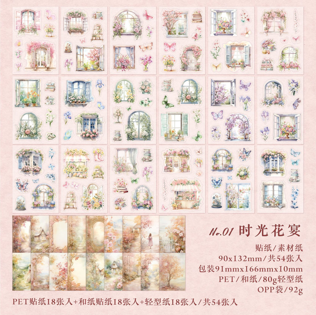 54 Pcs PET Stickers Book FLZNFX