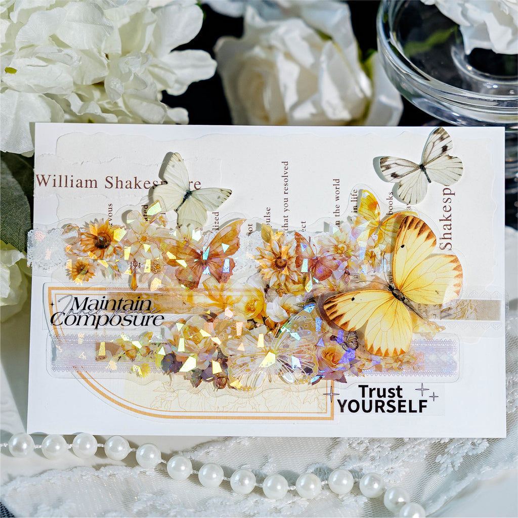 20 Pcs Shell Light Flower Butterfly Stickers YCMJ