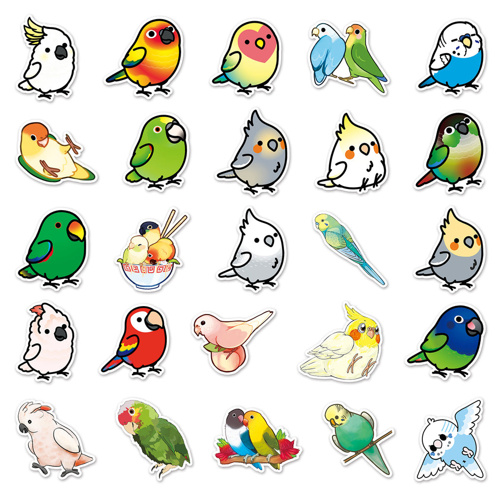 50 Pcs Vinyl Parrot Stickers YW429
