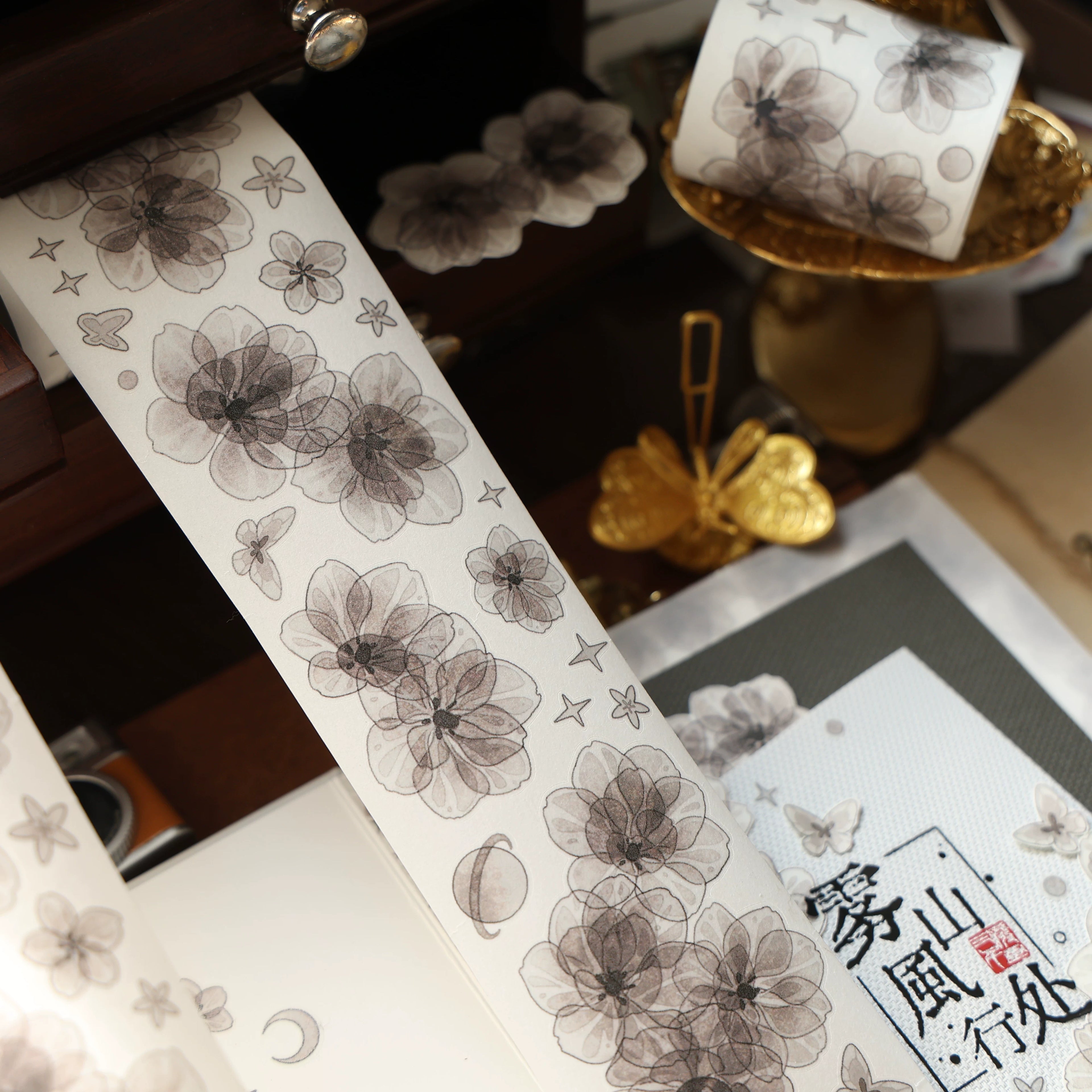 Floral Decorative Tape Rolls- Shadowed Petals