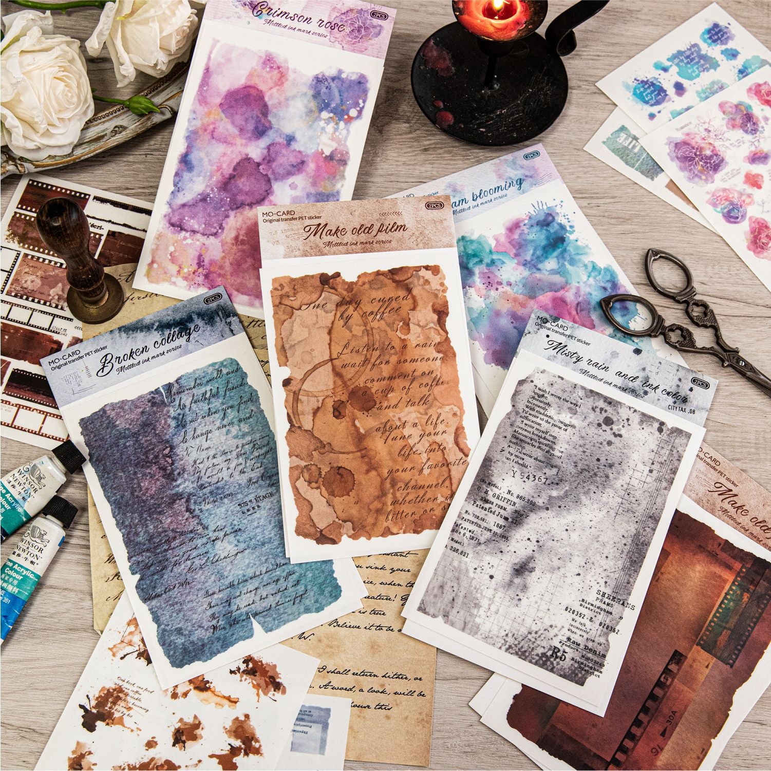 2 Sheets Watercolor Transfer Stickers BBMJ