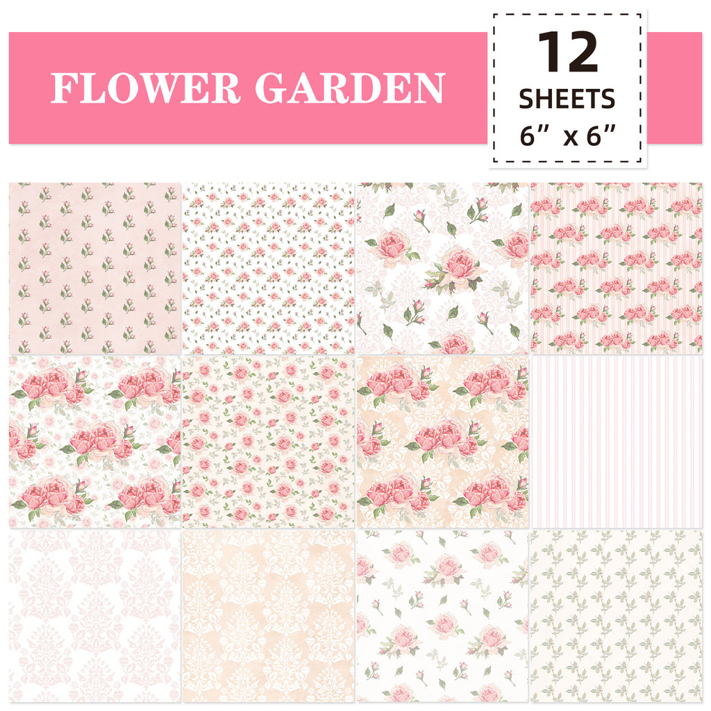 6 inch Pink Rose Scrapbook Paper Pad PA273