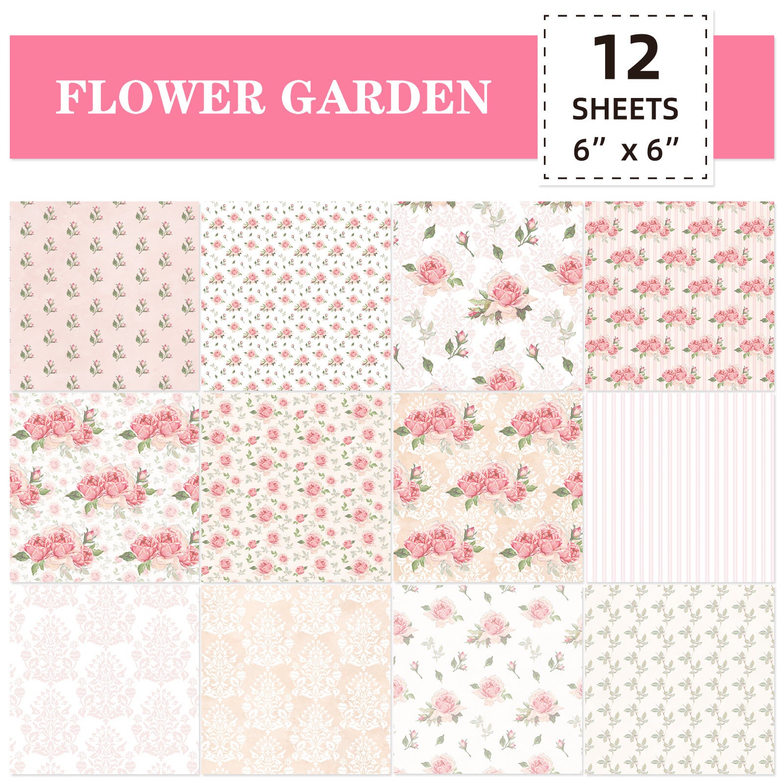 6 inch Pink Rose Scrapbook Paper Pad PA273