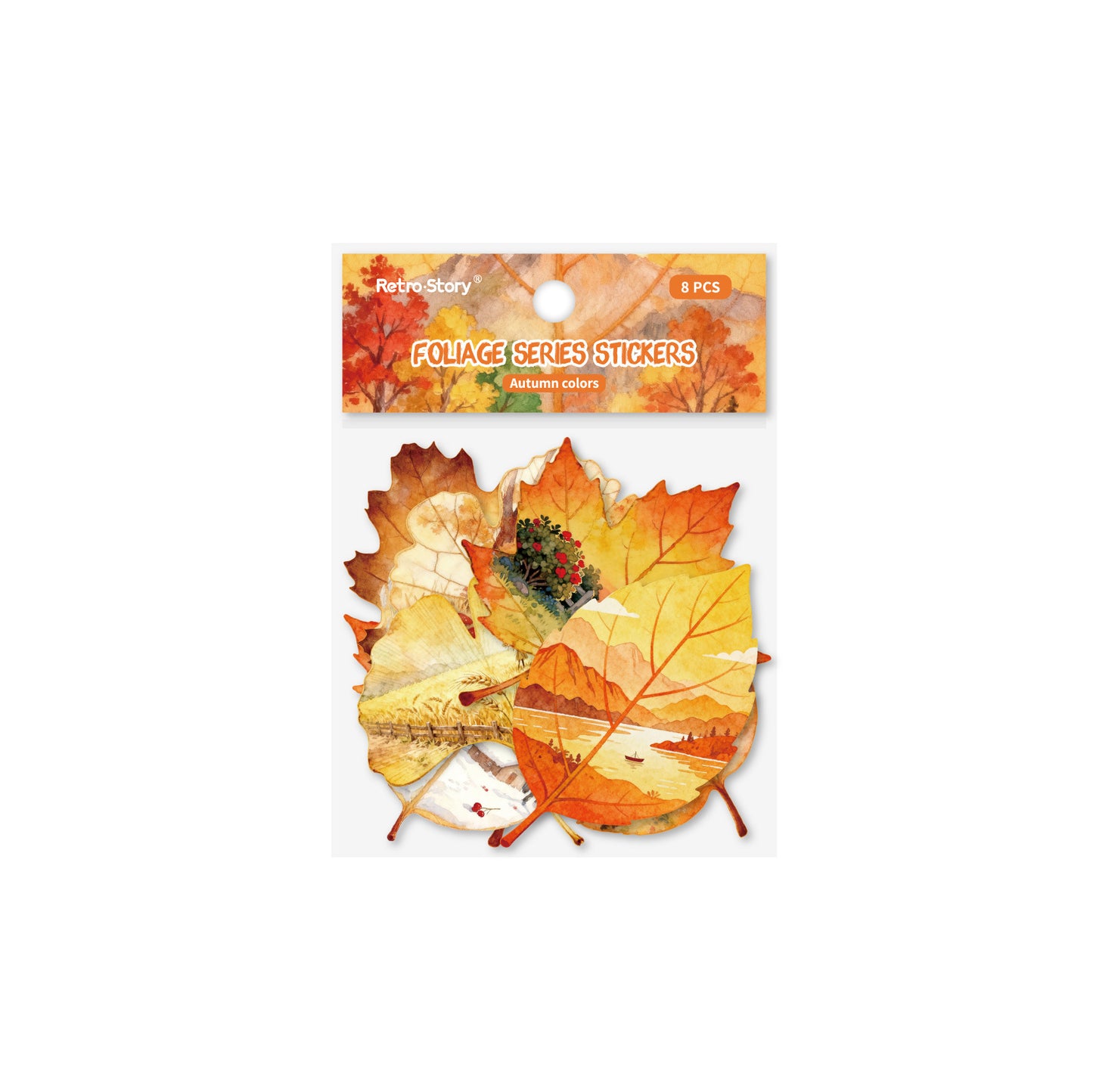 8 Pcs Leaf Themed Cardstock Stickers GYXL